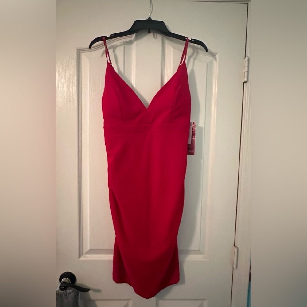 Red slim fitting dress